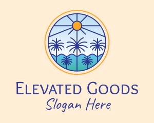  Palm Trees Sun logo design