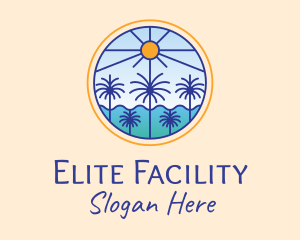  Palm Trees Sun logo design