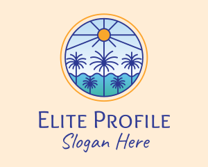  Palm Trees Sun logo design