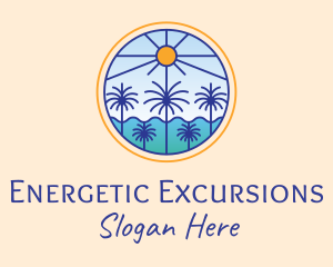  Palm Trees Sun logo design