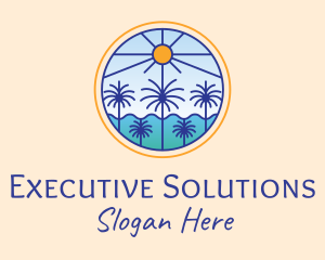  Palm Trees Sun logo design