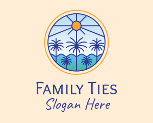  Palm Trees Sun logo design