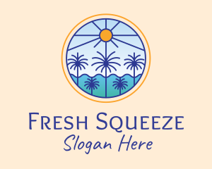  Palm Trees Sun logo design