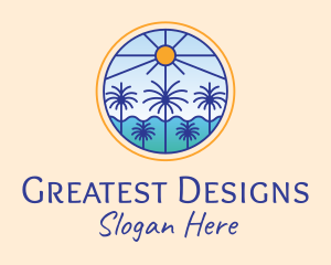  Palm Trees Sun logo design