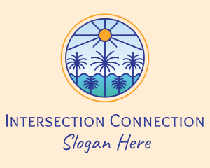  Palm Trees Sun logo design