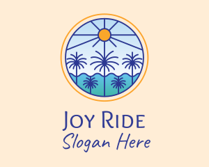  Palm Trees Sun logo design