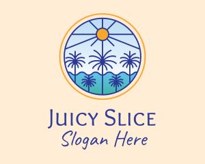  Palm Trees Sun logo design