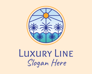  Palm Trees Sun logo design