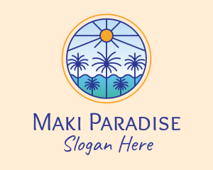  Palm Trees Sun logo design