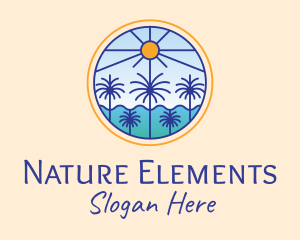  Palm Trees Sun logo design