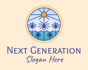  Palm Trees Sun logo design