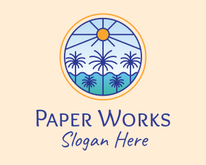  Palm Trees Sun logo design