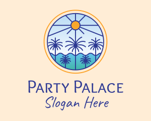  Palm Trees Sun logo design