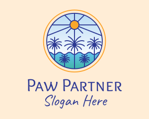  Palm Trees Sun logo design