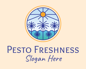  Palm Trees Sun logo design