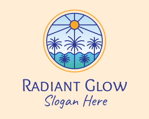  Palm Trees Sun logo design