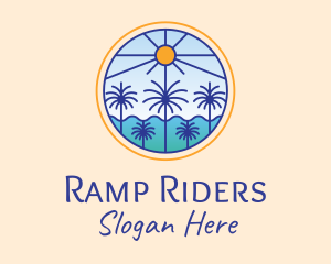  Palm Trees Sun logo design