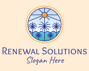  Palm Trees Sun logo design