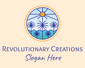  Palm Trees Sun logo design