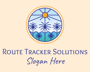  Palm Trees Sun logo design