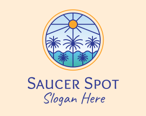  Palm Trees Sun logo design