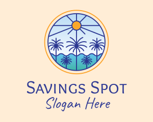  Palm Trees Sun logo design