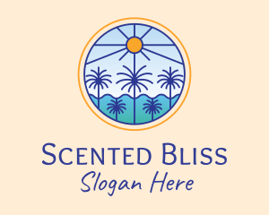  Palm Trees Sun logo design