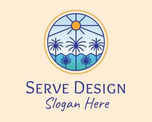  Palm Trees Sun logo design