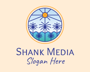  Palm Trees Sun logo design