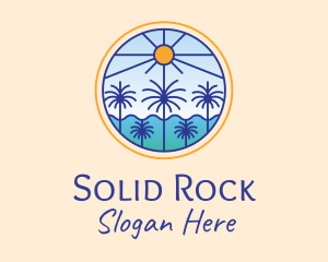  Palm Trees Sun logo design