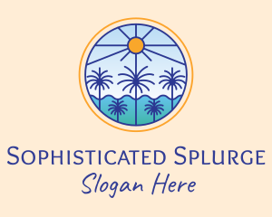  Palm Trees Sun logo design