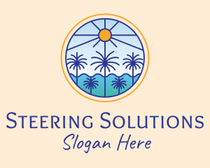  Palm Trees Sun logo design