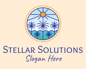  Palm Trees Sun logo design