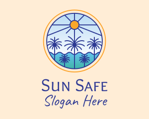  Palm Trees Sun logo design