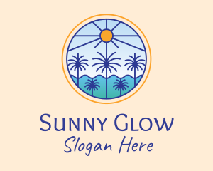  Palm Trees Sun logo design