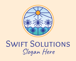  Palm Trees Sun logo design