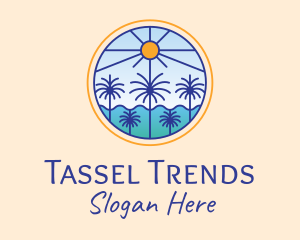  Palm Trees Sun logo design