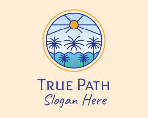  Palm Trees Sun logo design