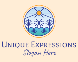  Palm Trees Sun logo design