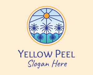  Palm Trees Sun logo design