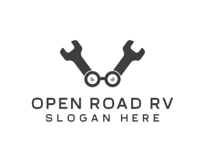 Wrench Eyeglasses Repair logo design