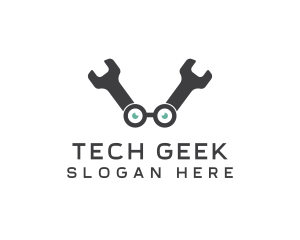 Wrench Eyeglasses Repair logo design