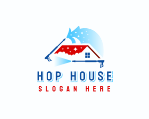 Pressure Wash Roof House logo design