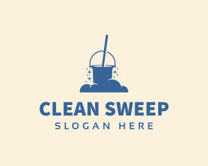 Bucket Mop Cleaning Janitor logo design