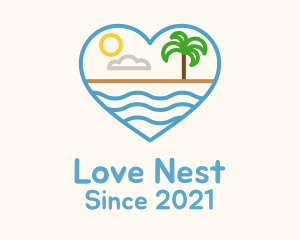 Minimalist Beach Heart logo design