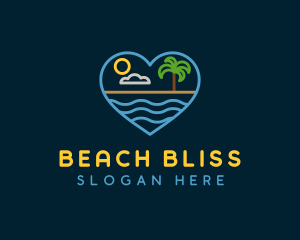 Minimalist Beach Heart logo design