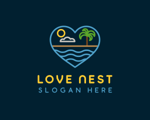 Minimalist Beach Heart logo design