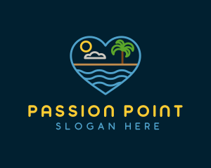 Minimalist Beach Heart logo design