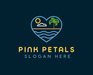 Minimalist Beach Heart logo design