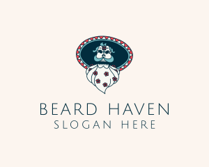 Floral Bearded Skull logo